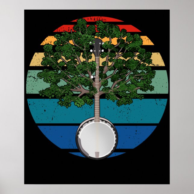 Vintage Banjo Retro Country Music Gift Bluegrass Poster (Front)