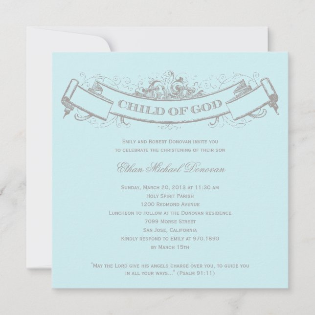Vintage Banner Baptism/Christening Invitation (Front)