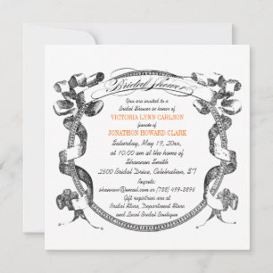 Vintage Banner Flourish Script Bridal Shower Invitation