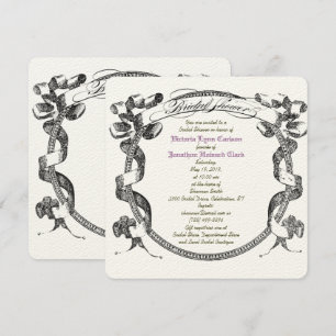 Vintage Banner Flourish Script Bridal Shower Invitation