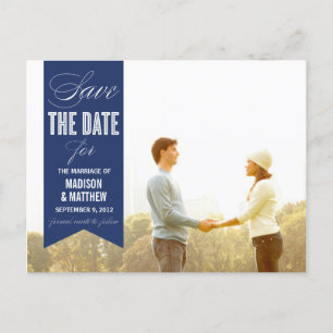 VINTAGE BANNER SAVE THE DATE ANNOUNCEMENT POSTCARD