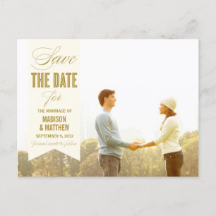 VINTAGE BANNER SAVE THE DATE ANNOUNCEMENT POSTCARD