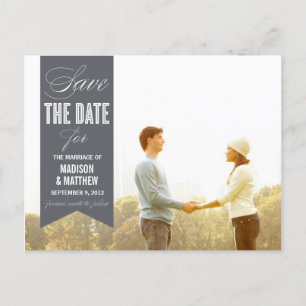 VINTAGE BANNER SAVE THE DATE ANNOUNCEMENT POSTCARD