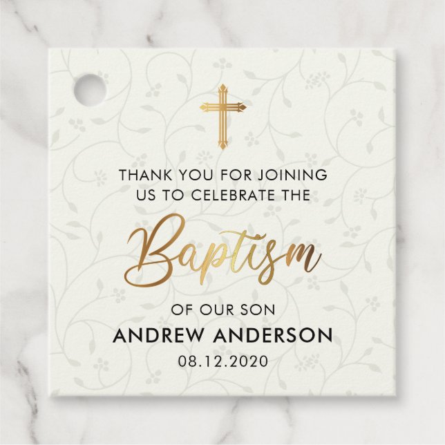 Vintage Baptism Thank You Favour Tags (Front)