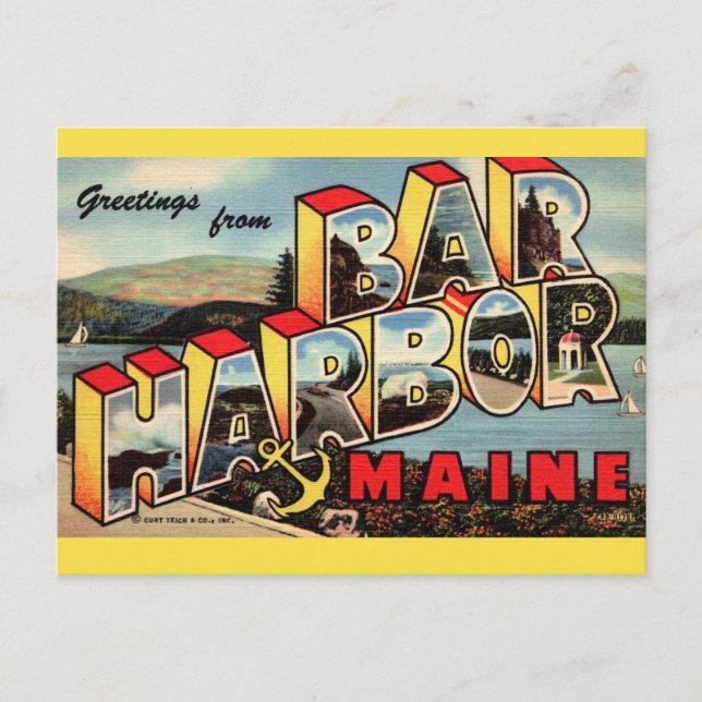 Vintage Bar Harbour Postcard (Front)