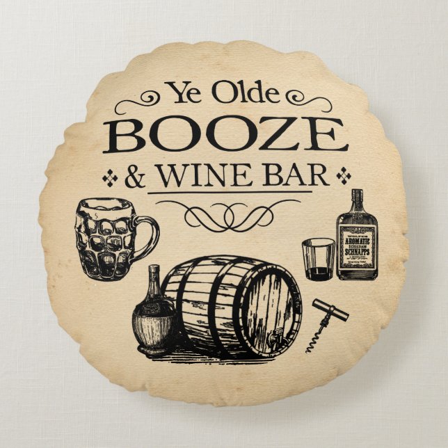 Vintage Bar Room Round Cushion (Front)