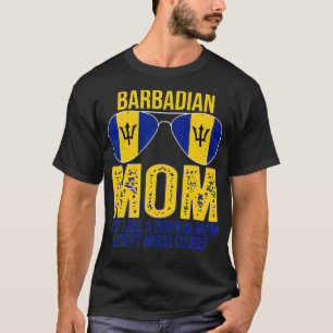 Vintage Barbadian Mum Barbados Flag Sunglasses Mot T-Shirt