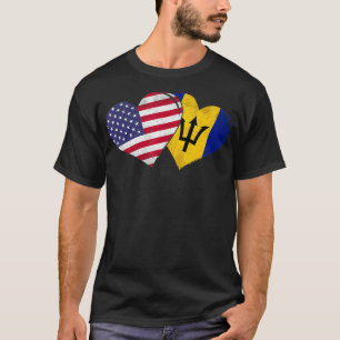Vintage Barbados American Flag Heart For Barbadian T-Shirt