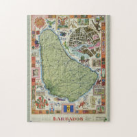 Vintage Barbados Island Map