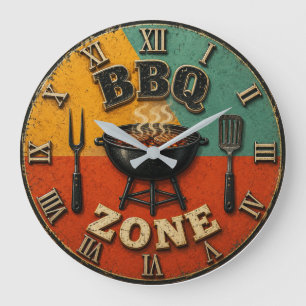 Vintage Barbecue Charcoal rill Master Gift Large Clock