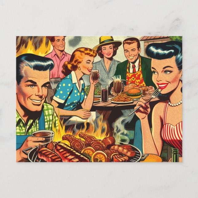 Vintage Barbecue Comics Postcard (Front)