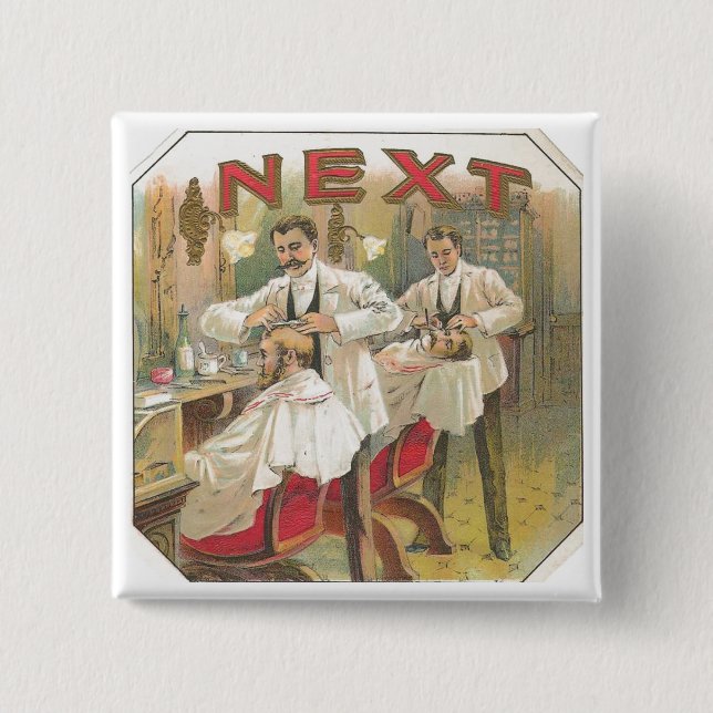 Vintage Barber 15 Cm Square Badge (Front)