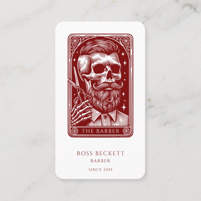 Vintage Barber Antique Tarot Terracotta Business Card (Front)