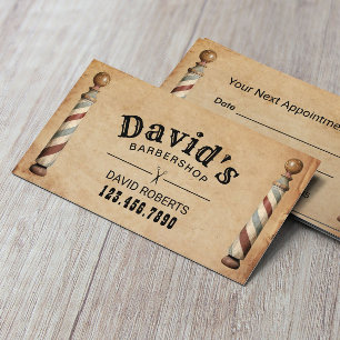 Vintage Barber Barbershop Hair Stylist Appointment Card