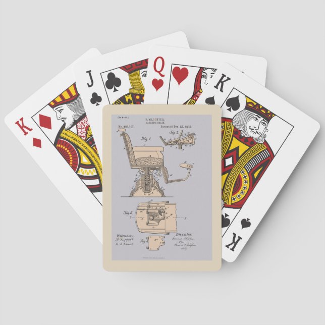 Vintage Barber Chair Illustration Playing Cards (Back)