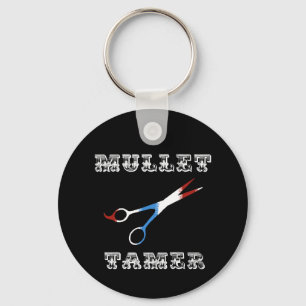 vintage barber funny  mullet tamer key ring