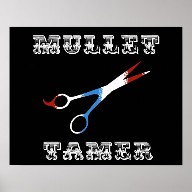 vintage barber funny  mullet tamer poster (Front)