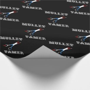 vintage barber funny  mullet tamer wrapping paper