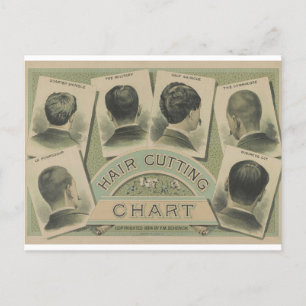 Vintage Barber Hair Cutting Chart 1884 Postcard