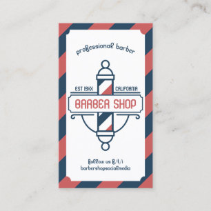 Vintage Barber Pole Booking Business Card