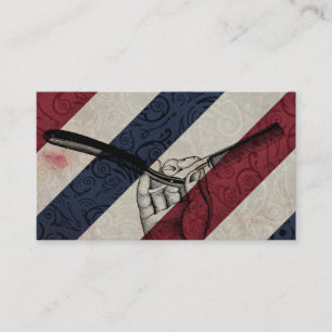 Vintage Barber Pole / Straight Razor / Extra Thick Business Card