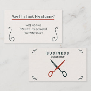 Vintage Barber Shop Minimalist Scissors Hair Salon Business Card