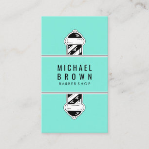 Vintage Barber shop pole logo green Business Card
