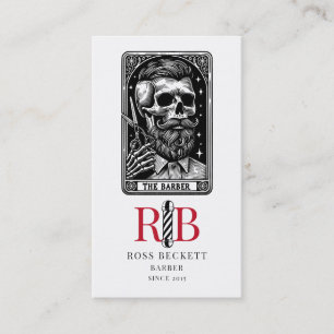 Vintage Barber Tarot Logo Monogram Business Card
