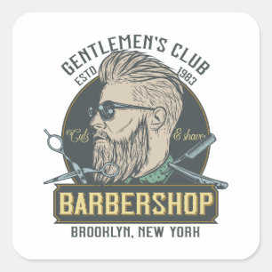 Vintage Barbershop Gentleman Grooming Square Sticker