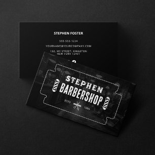 Vintage Barbershop Hairdresser Barber shop Black Business Card