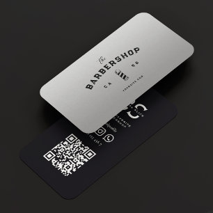 Vintage Barbershop Silver Black Barber Pole Business Card