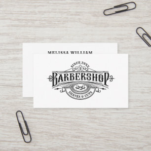 Vintage Barbershop Typography & Frame Custom Text Business Card