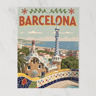 Vintage Barcelona Gaudí Travel Postcard