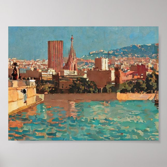 vintage Barcelona painting   Poster (Front)