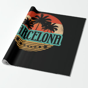 Vintage Barcelona Spain Souvenir Sunset Wrapping Paper