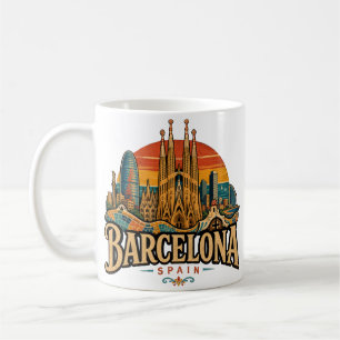 Vintage Barcelona Spain Travel Art Landmark Coffee Mug