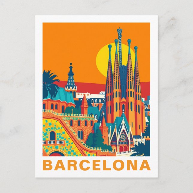 Vintage Barcelona Spain Travel Postcard (Front)