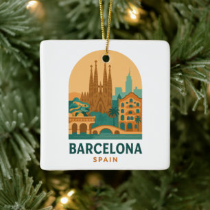 Vintage Barcelona Spain Travel – Sagrada Familia Ceramic Ornament