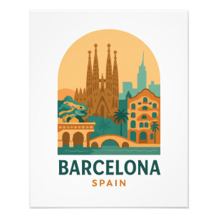 Vintage Barcelona Spain Travel Sagrada Familia Photo Print