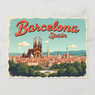 Vintage Barcelona Vibes Postcard