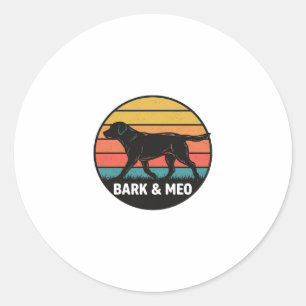 Vintage Bark And Meo Dog Sunset Shirt Design_1 Classic Round Sticker