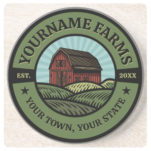 Vintage Barn ADD NAME Country Farm Crops Farmer Coaster