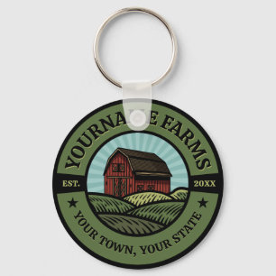 Vintage Barn ADD NAME Country Farm Crops Farmer  Key Ring
