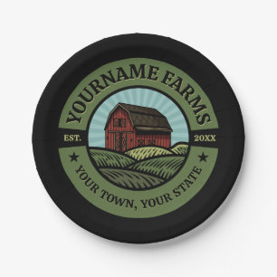 Vintage Barn ADD NAME Country Farm Crops Farmer  Paper Plate