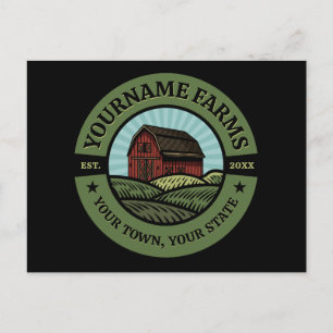 Vintage Barn ADD NAME Country Farm Crops Farmer Postcard