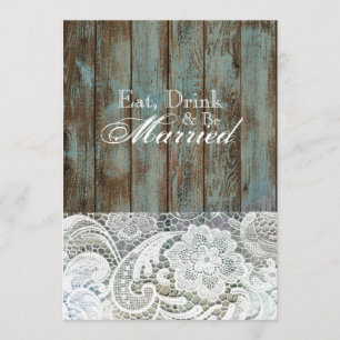 vintage barn wood lace country rehearsal dinner invitation
