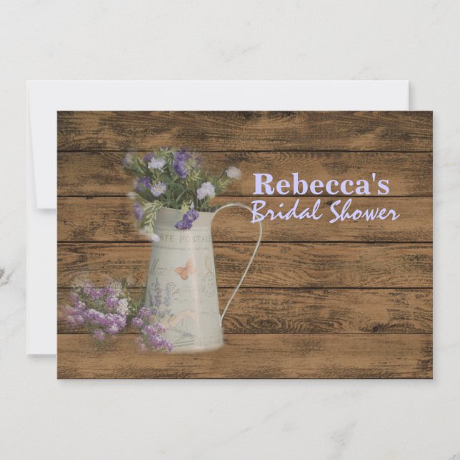 vintage barn wood lavender wedding bridal shower invitation (Front)