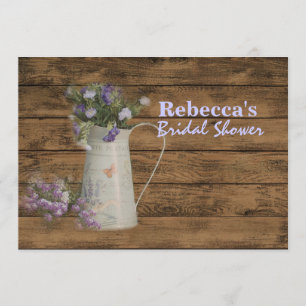 vintage barn wood lavender wedding bridal shower invitation