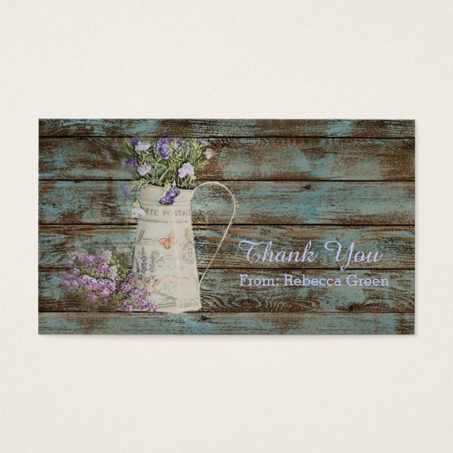 vintage barn wood lavender wedding thank you (Front)