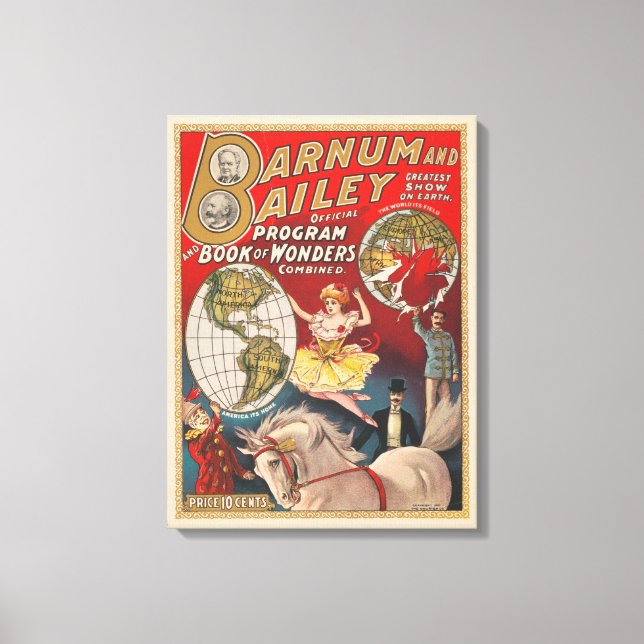 Vintage Barnum And Bailey Program Cover Canvas Print (Front)